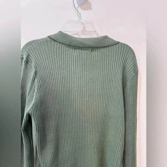 Calvin Klein Jeans Green Ribbed Half Button Sweater Size L - Picture 7 of 11